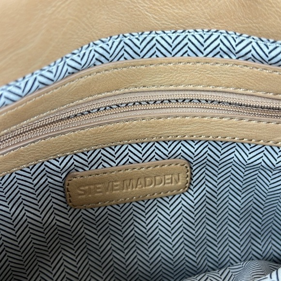 Vintage Steve Madden Clutch Handbag Tan Black Missing Crossbody Strap - Picture 8 of 10